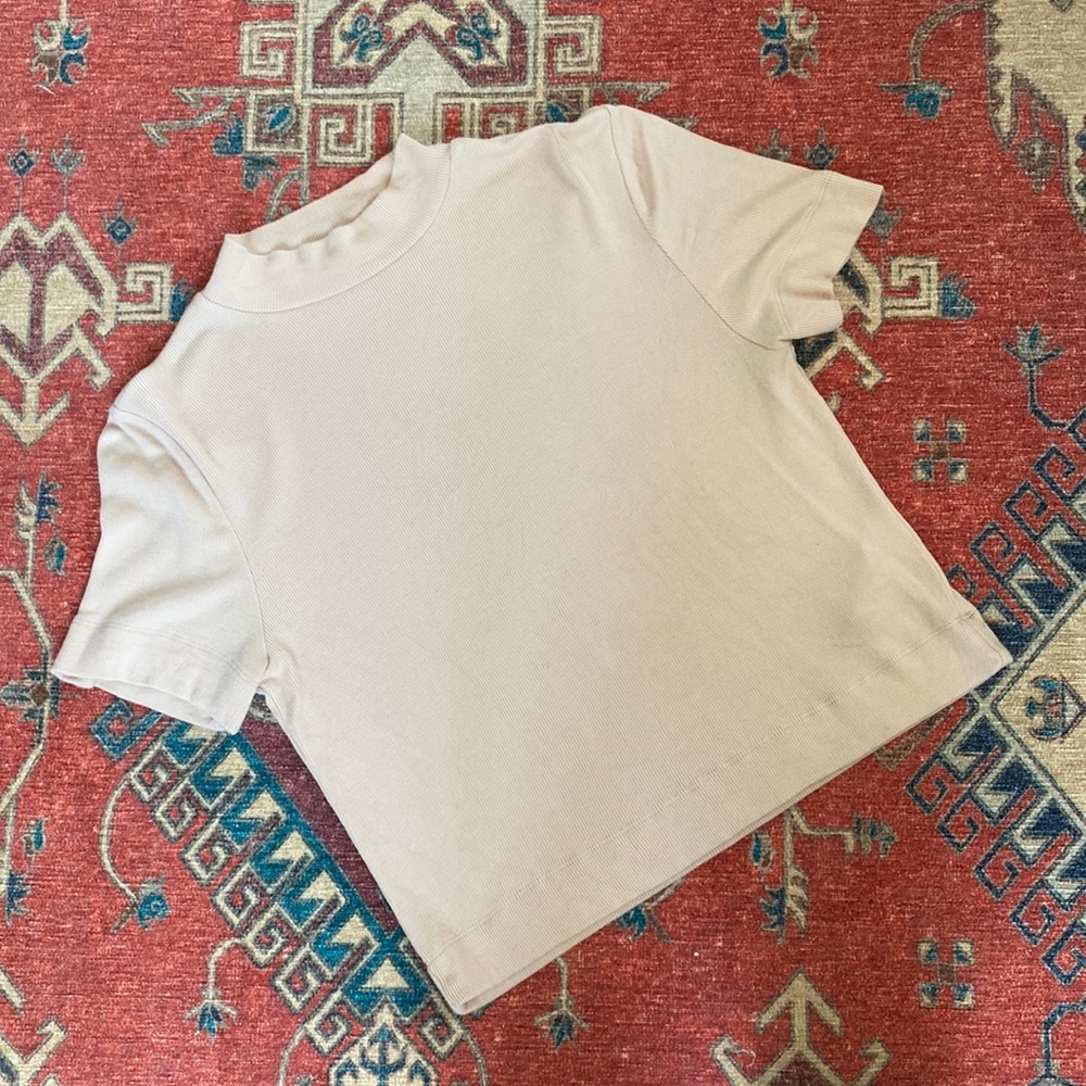 mock neck knit tee